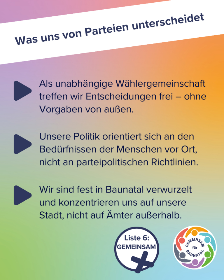 GEMEINSAM für BAUNATAL - Unterschied zu Parteien 2