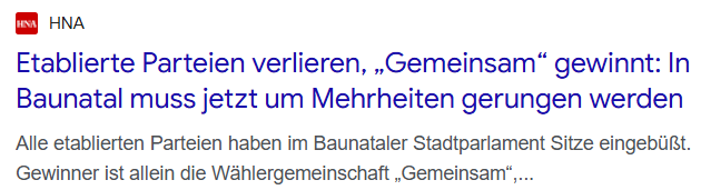 Etablierte Parteien verlieren, „GEMEINSAM für BAUNATAL“ gewinnt