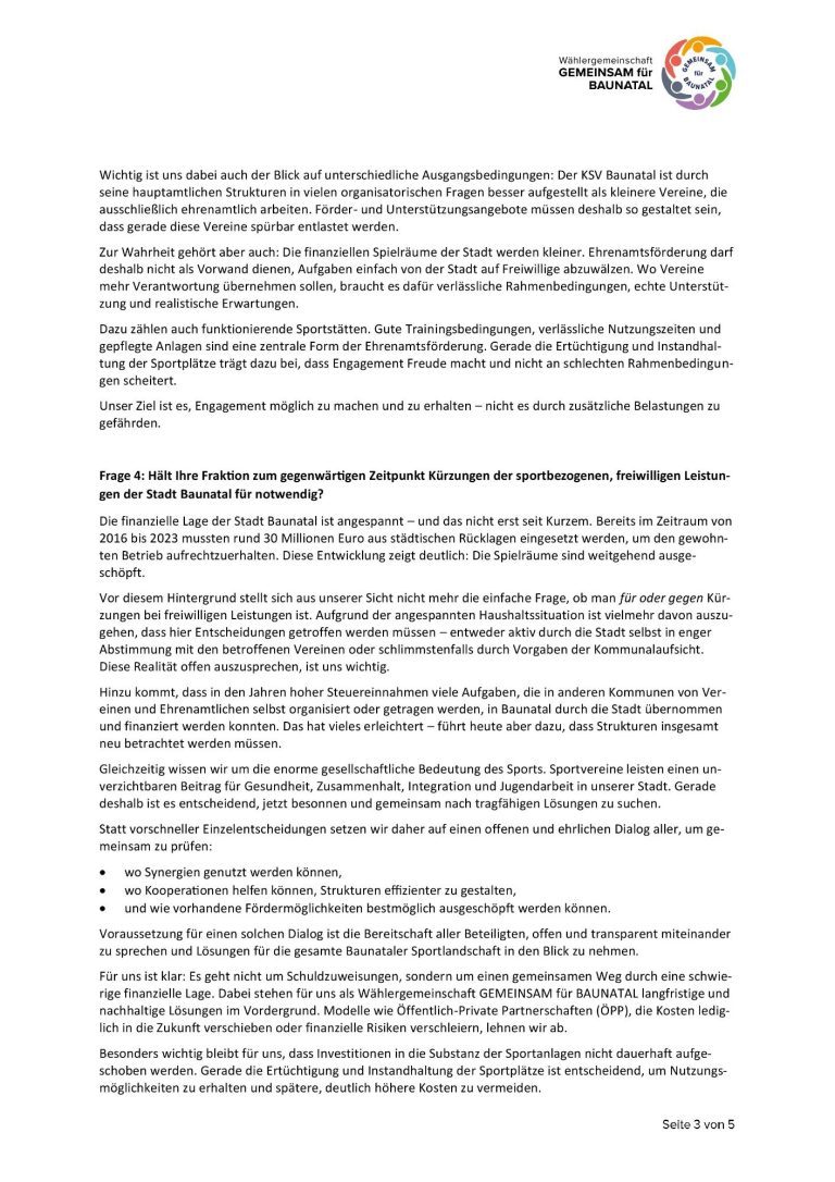 Antworten GEMEINSAM für BAUNATAL an KSV Baunatal 3