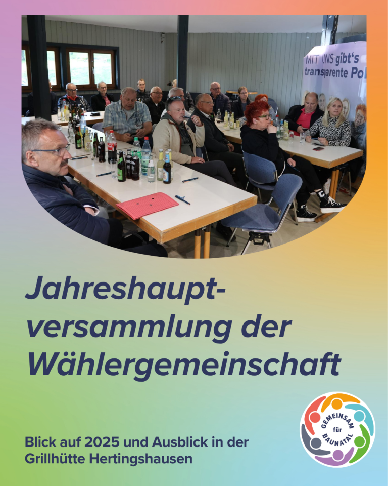 Jahreshauptversammlung 2026 der Wählergemeinschaft GEMEINSAM für BAUNATAL: Rückblick & Ausblick 1 Jahreshauptversammlung 2026 der Wählergemeinschaft GEMEINSAM für BAUNATAL: Rückblick & Ausblick 1