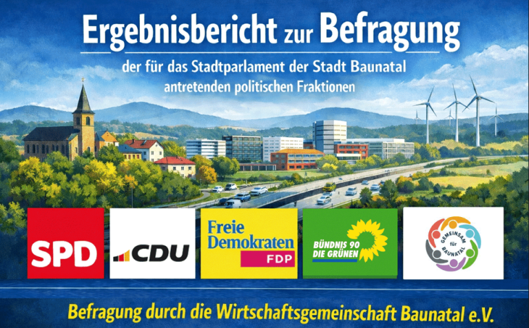Interview Wirtschaftsgemeinschaft Baunatal e.V. :
Antworten GEMEINSAM für BAUNATAL zur Wirtschaftspolitik
