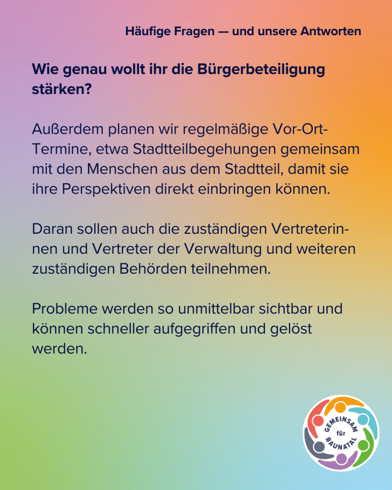 GEMEINSAM für BAUNATAL - Dialogstände - Fragen & Antworten Teil 2 - 3