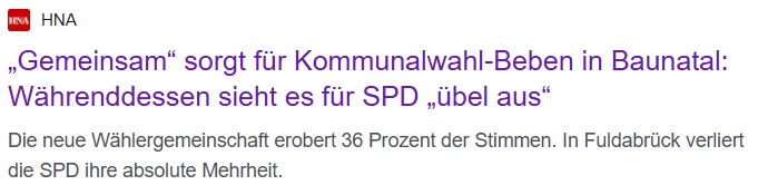 GEMEINSAM für BAUNATAL - Kommunalwahl-Beben in Baunatal 