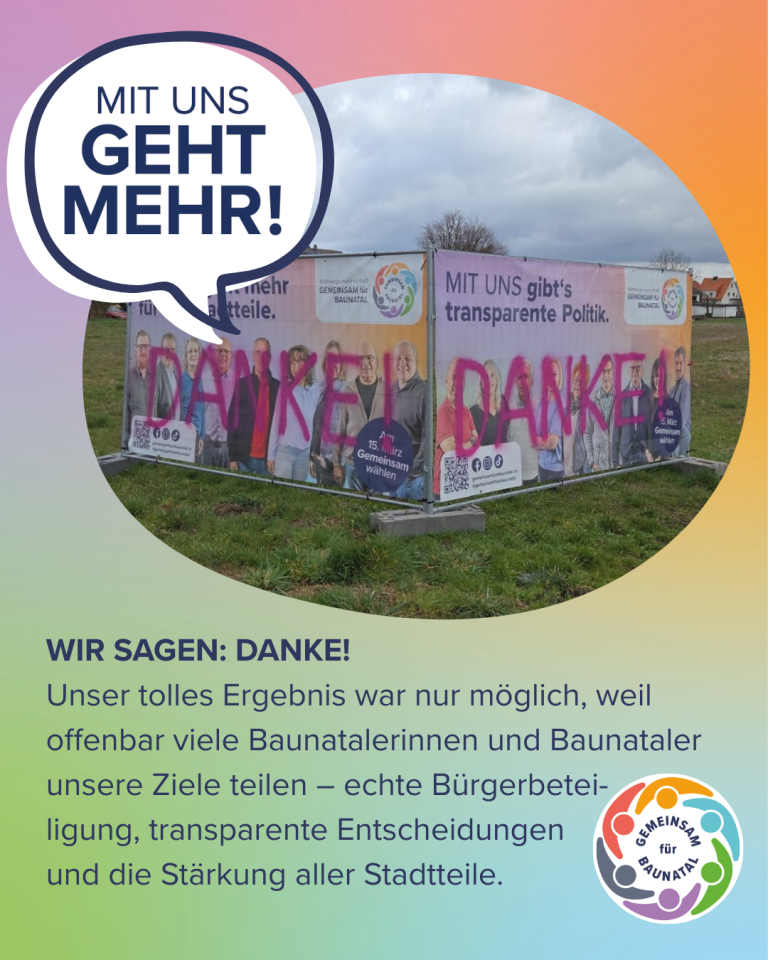 GEMEINSAM für BAUNATAL - Danke für Ihr Vertrauen bei der Kommunalwahl in Baunatal 2