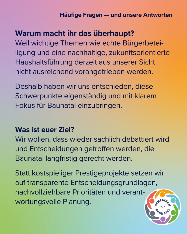 GEMEINSAM für BAUNATAL - Dialogstände - Fragen & Antworten Teil 1 - 2