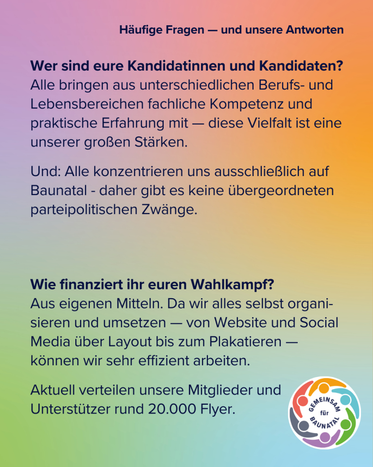 GEMEINSAM für BAUNATAL - Dialogstände - Fragen & Antworten Teil 1 - 4