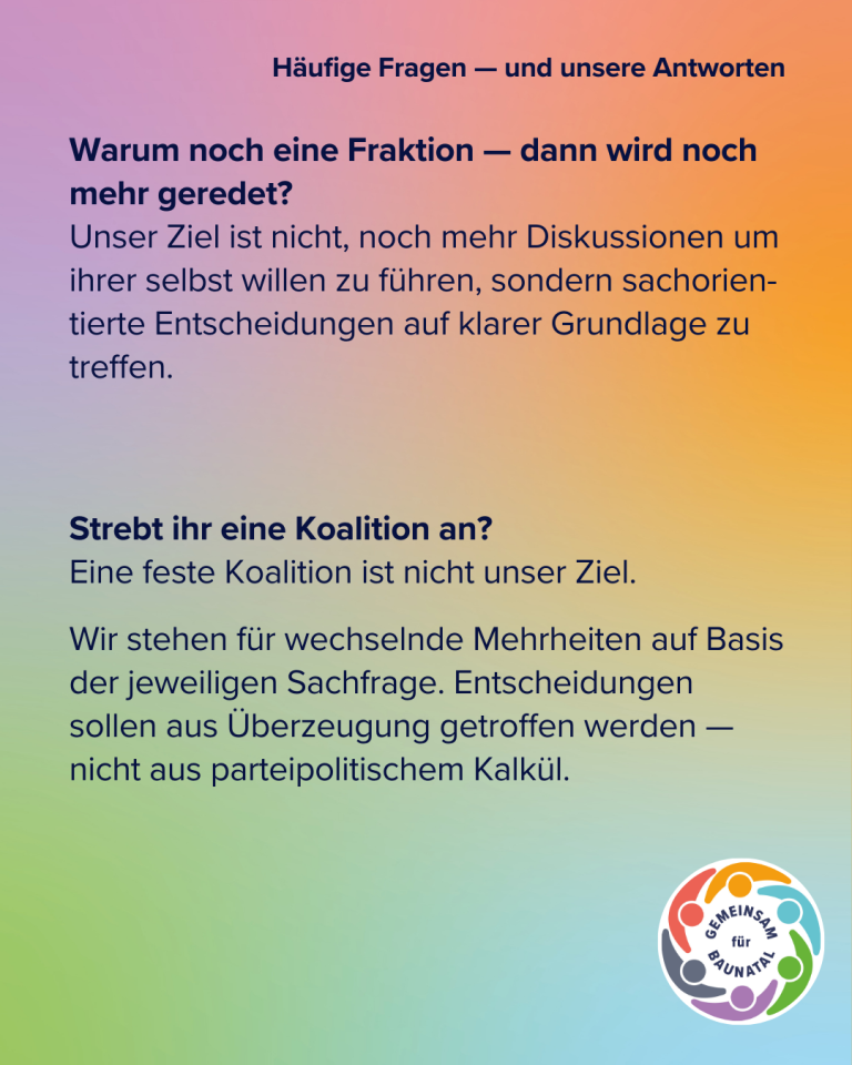 GEMEINSAM für BAUNATAL - Dialogstände - Fragen & Antworten Teil 1 - 3