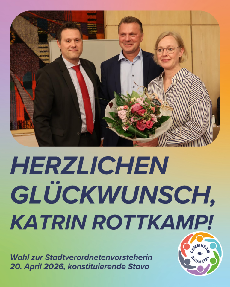 GEMEINSAM für BAUNATAL - Katrin Rottkamp zur neuen Stadtverordnetenvorsteherin in Baunatal gewählt GEMEINSAM für BAUNATAL - Katrin Rottkamp zur neuen Stadtverordnetenvorsteherin in Baunatal gewählt